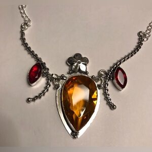 Citrine Garnet Stamped 925 Sterling Silver Necklace